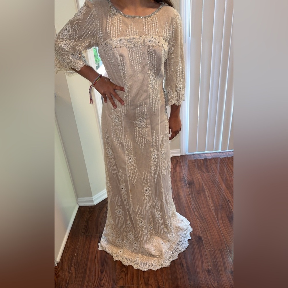 Elegant Cream Lace Women Dress